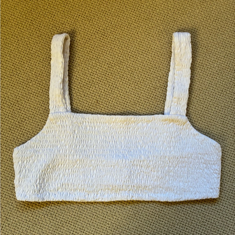 Zara Women's Textured Crop Bra Top White